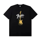 2025 Fender Jimi Hendrix Fender Electric Guitar Peripheral T-shirt Short-sleeved Rock Band Guitarist Performance Costume