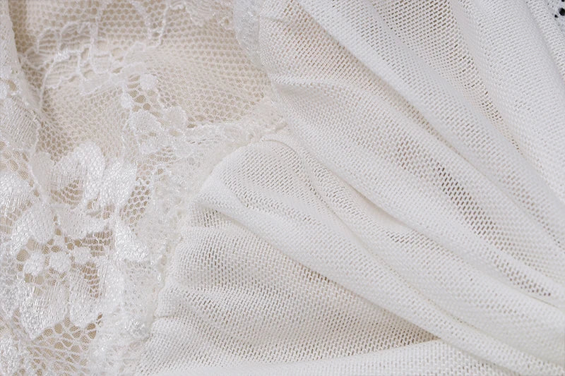 Candyhot Sexy Mesh Perspective Crop Tops Summer Y2K Lace Low cut Slim Strap Top High Street Fashion Nightclub Top Women's Wear