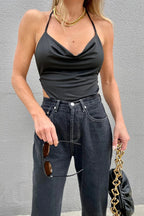 2023 Women Sexy Retro Crop Tops Purple Halter Backless Corset Tops Summer Sleeveless Tie Up Camisoles Wrap Bust Vest Y2k Clothes