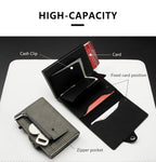 CASEKEY Pink Wallet Slim Minimalist Leather Pop UP Wallet Rfid Blocking Mini Aluminum Automatic Card Holder for Women Men