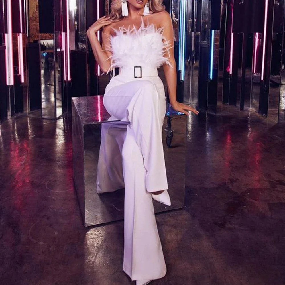 Elegant Solid High Jumpsuit For Woman Casual Long Pants 2023 Summer Sexy Club Bodysuits Evening Party Female Clothing Vintage