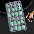 24Pcs Children Cartoon Nail Tips Colorful Cute Rabbit Pink Stars 6-14 Years old Girl Fake Nail With Jelly Glue Kids False Nail