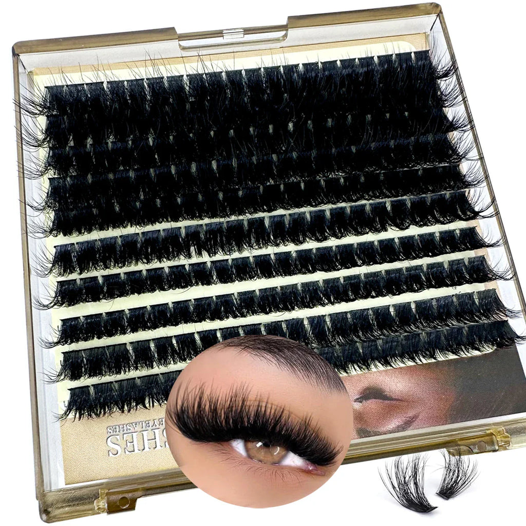 1boxes196/280 Cluster Lashes 5D Fluffy Thick Eyelash Extension D Volume Mixed 8-20MM Tray Faux Mink Lashes Lash Extension Makeup