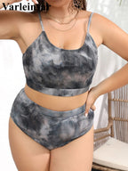 0XL - 4XL Tie Dye Bikini Large Size Swimwear Plus Size Women Swimsuit Female Two-pieces Bikini set Bather Bathing Suit V4841B