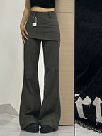 Botvotee Fake Two-Piece Plus size Wide Leg Jeans for Women 2025 New Y2k Fashion Streetwear High Waisted Flare Denim Pants