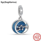 Authentic 925 Sterling Silver Sparkling Aries Leo Scorpio 12 Zodiac Signs Constellation Charm Beads Fit Pantaro Bracelet Jewelry