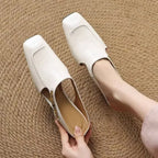 2025 New Retro Style Baotou Women's Sandals Half Slippers Square Toe Inside Heightening