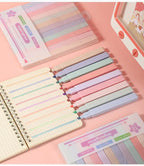 12 Pcs/Set Double Tip Highlighter Pens Kawaii Manga Markers Midliner Pastel Gel Set Stationery Journal School office Supplies