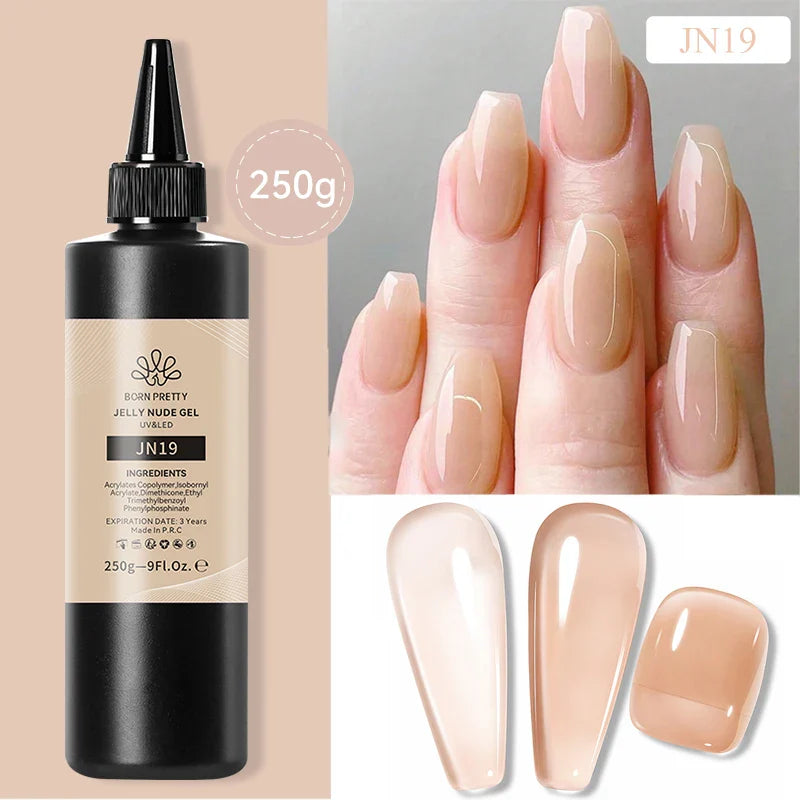 BORN PRETTY 250g Translucent Jelly Red Nude Gel Nail Polish Winter Autumn Manicure Soak Off UV LED Nail Art Gel Christmas Red
