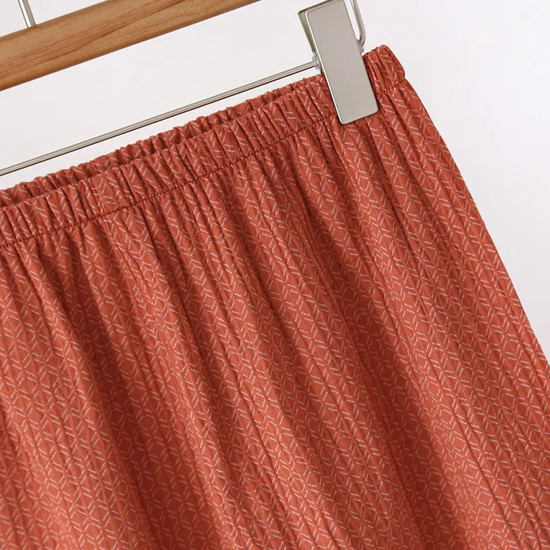 2025 New Japanese Spring/Summer Couple Pajama Set 100% Cotton Crepe Short Sleeve and Long Pants Two Piece Home Suit Thin Style