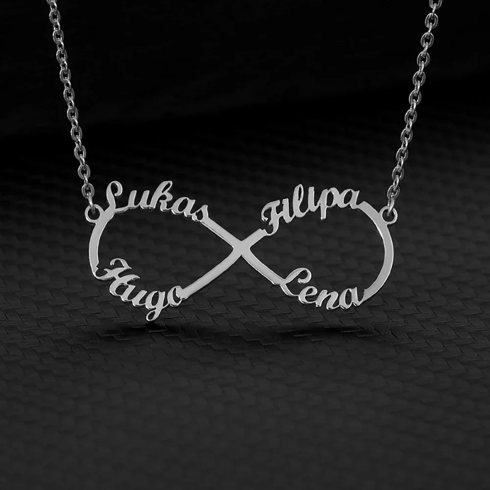 Custom Double Heart Two Names Infinity Necklaces For Women Stainless Steel Customized Necklace Pendant Personalized Jewelry Gift
