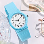 Casual Exam Watch Silicone Strap Simple Women Watch Student Ladies Quartz Wristwatch Waterproof Round Small Dial Clock for Girls
