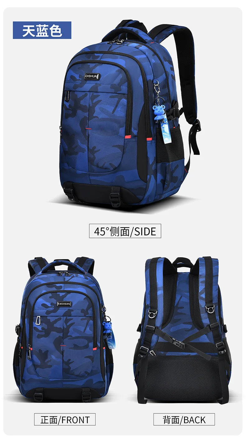 2025 new camouflage backpack for boys High capacity school bag for junior high school students Outdoor travel backpack for men