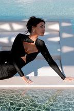 Articat Sexy Hollow Out Long Sleeved Elastic Tight Dress Women Pleats Double Layered Female Vestidos Elegant Party Evening Dress