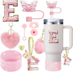 9PCS Accessory Set for Stanley Cup 30oz 40oz Butterfly Straw Cover Cap Silicone Boot Charm Initials Sticker Spill Proof Stopper