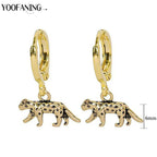 925 Sterling Silver Ear Needle Exquisite Luxury Hoop Earrings Unique Leopard Pendant Animal Design Women's Earrings Jewelry Gift