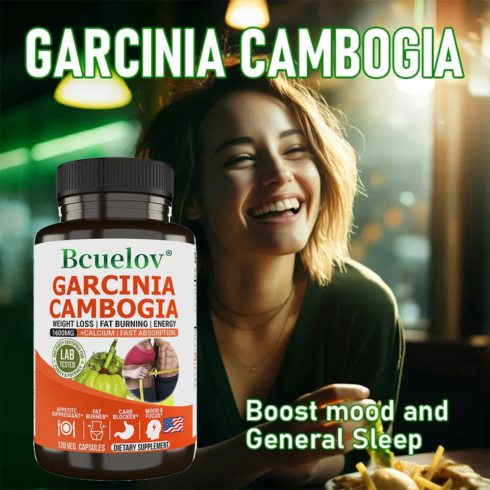 100% Pure Garcinia Cambogia 1600 mg Supplement - HCA Extract, Fast Absorbing, Carb Blocker Metabolism, 120 Capsules