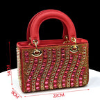 2025 Luxurious Italian Women's Party Shoes & Bag Set â€?Elegant Golden Rhinestone Spring/Summer Sandals with Pointed High Heels f