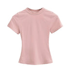 2025 New High Quality Casual T shirt Sexy Slim Short Sleeves Fashion Trend Solid Women Clothing y2k Tops