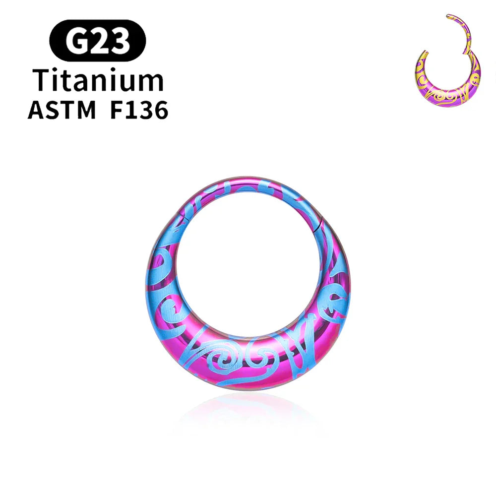 ASTM F136 Titanium 16G Moon Septum Hoop Ring Anodizing Hinged Segment Nose Clicker Tragus Helix Daith Earring Piercing Jewelry