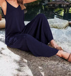 2023 AliExpress Europe and America New Jumpsuit Women's Cross border Summer Female Thread Backless Solid Color Sexy jumpsuit