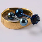 2PCS Anti-Allergy Surgical Steel  Prong Zircon Tongue Barbell Piercings Ball Tongue Barbell Rings Fashion Piercing Jewelry