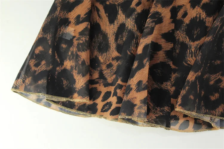 Ahagaga Sexy Leopard Women's Mini Dresses Camisole Sleeveless V-Neck Slim Fit Lace Bows Blackless Streetwear Bodycon Vestidos