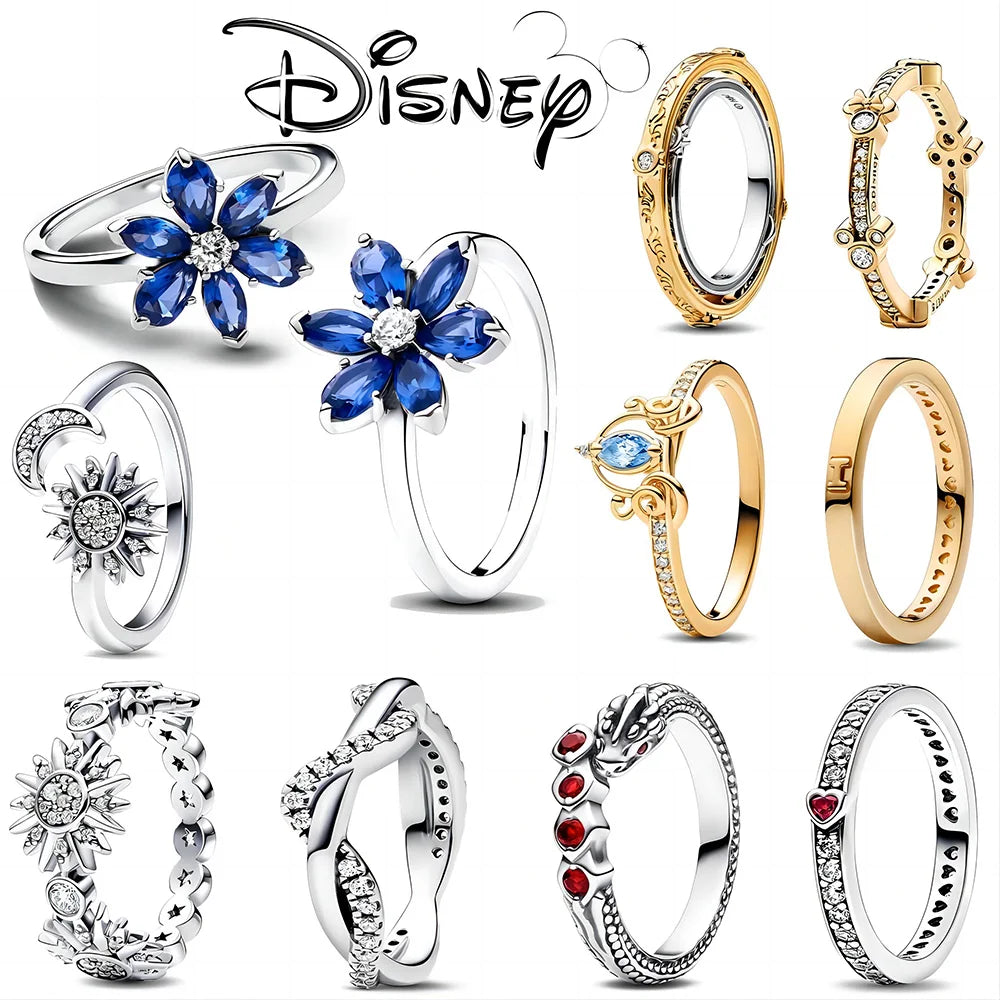 2024 Disney Mickey Sparkling Eternity  Dragon Crown Women's ring wedding vintage Accessories Fit Pandora 925 Original Bracelets