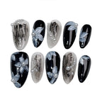 Handmade Press on Nails White Pearl Design Fake Nails with Flower Decor Wearable Detchable Fake Nails for Women DIY Manicure