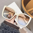 1pc Women's Large Square Frame Fashion Sunglasses - Stylish Gradient Purple Lens with Tortoiseshell Pattern