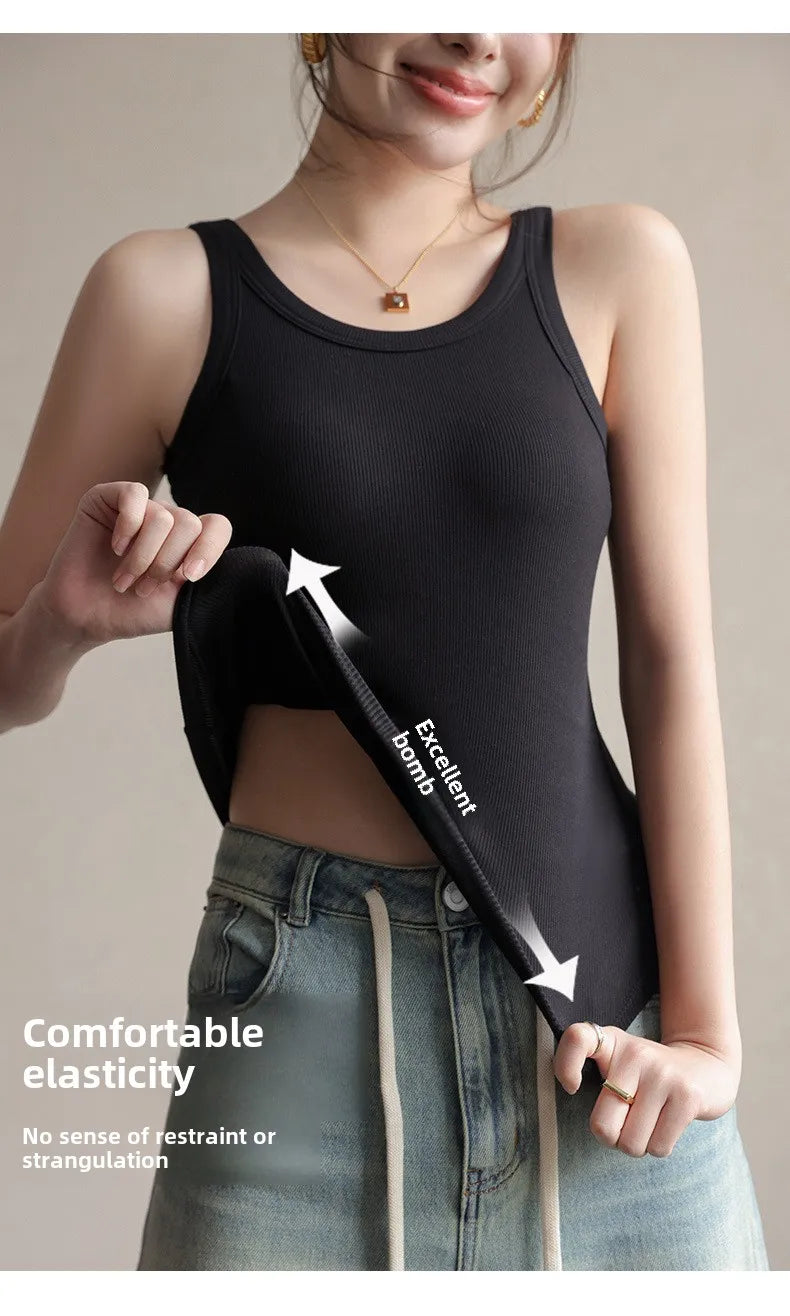 2025 Summer Women Strappy Tank Top Built-in Bra Seamless Wirefree Push Up Y2K Fashion Tube Top Innerwear Outerwear Hot Selling