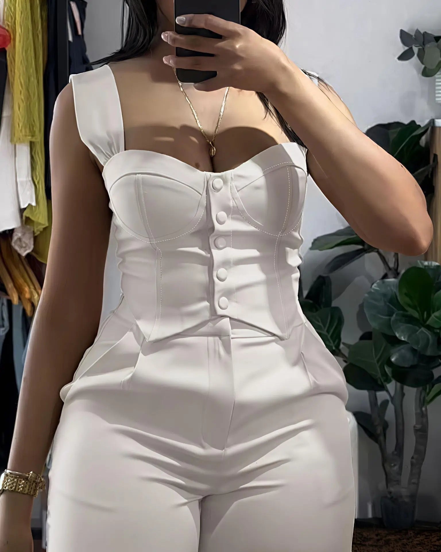 Chic Women Suit Y2k Sexy Two Piece Set Summer Sleeveless Slim Vest And Wide-leg Trouser Sets Elegant Solid Pants Women's Outfit