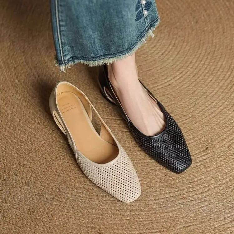 2025 Women's Breathable Knit Slip-On Flats Openwork Mesh Pointed Toe Shoes Lightweight Casual Slippers for Southeast Asia