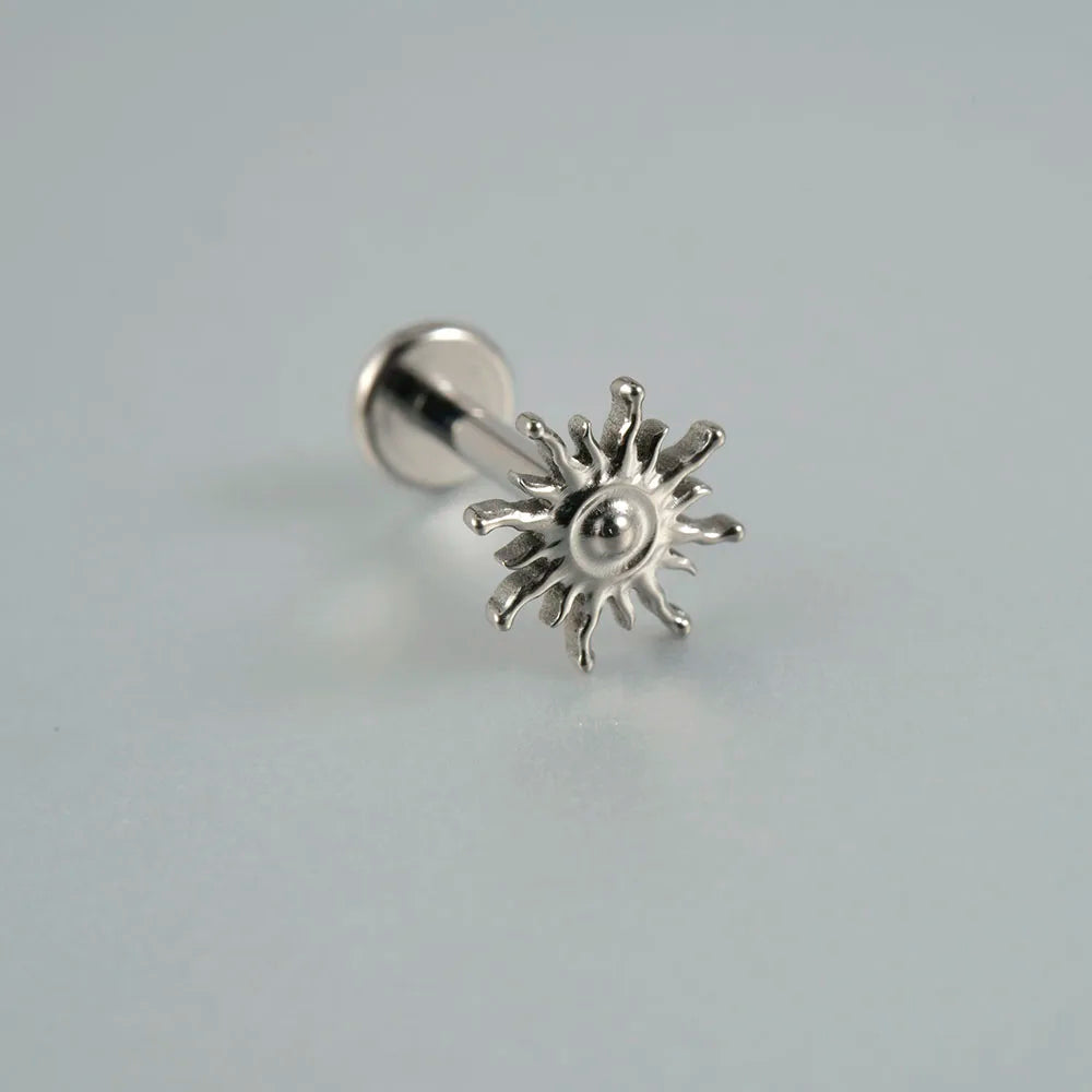 ASTM F136 Solid Titanium Internally Threaded Cross Cz Cartilage Earrings Stud Helix Tragus Lobe Piercing Labret Lip Ring Jewelry