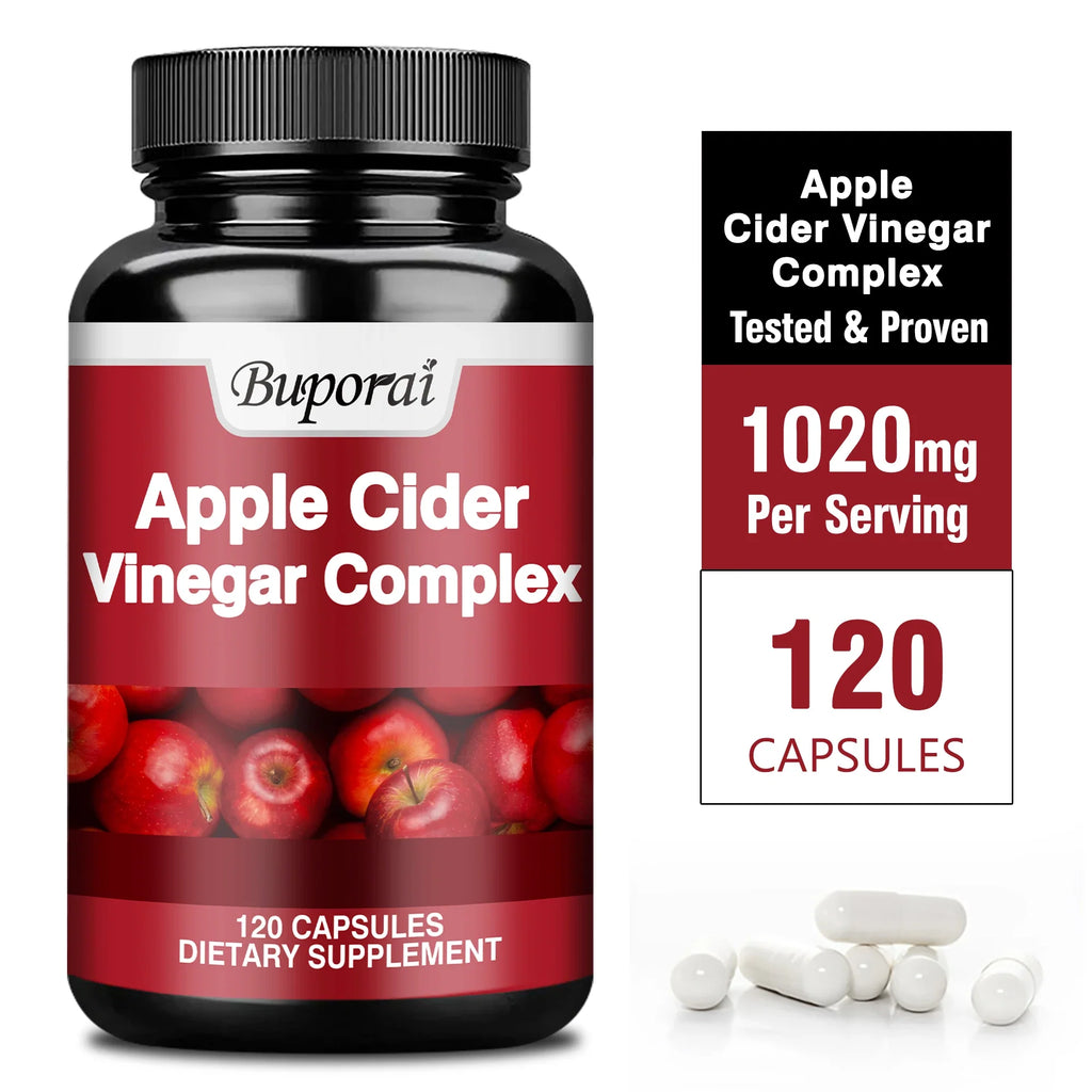 Apple Cider Vinegar - Improves Digestion, Appetite Suppression,Weight Management, Relieves Bloating - 120 Capsules