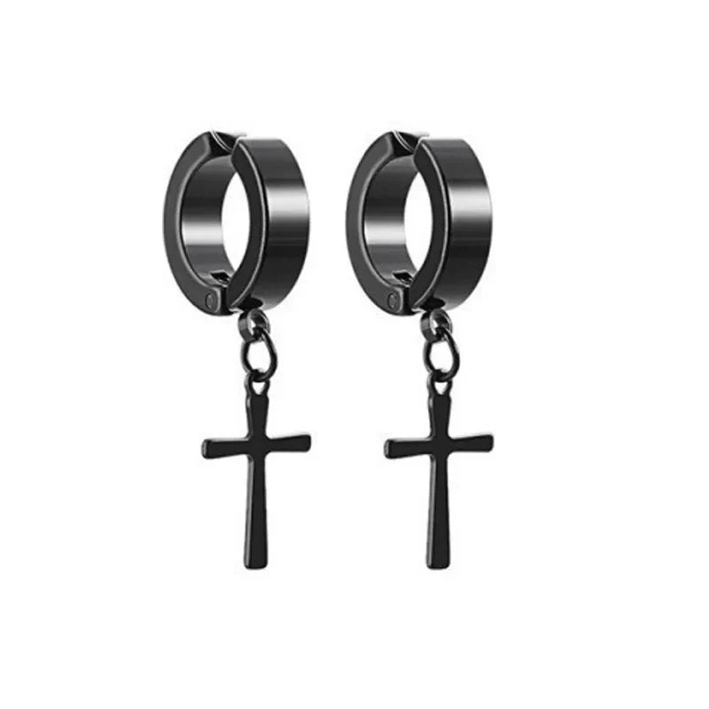 2pcs Punk Mens Strong Magnet Magnetic Ear Stud Set, Non Piercing Earrings Fake Cross Earrings Gift For Boyfriend Lover Jewelry