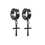 2pcs Punk Mens Strong Magnet Magnetic Ear Stud Set, Non Piercing Earrings Fake Cross Earrings Gift For Boyfriend Lover Jewelry