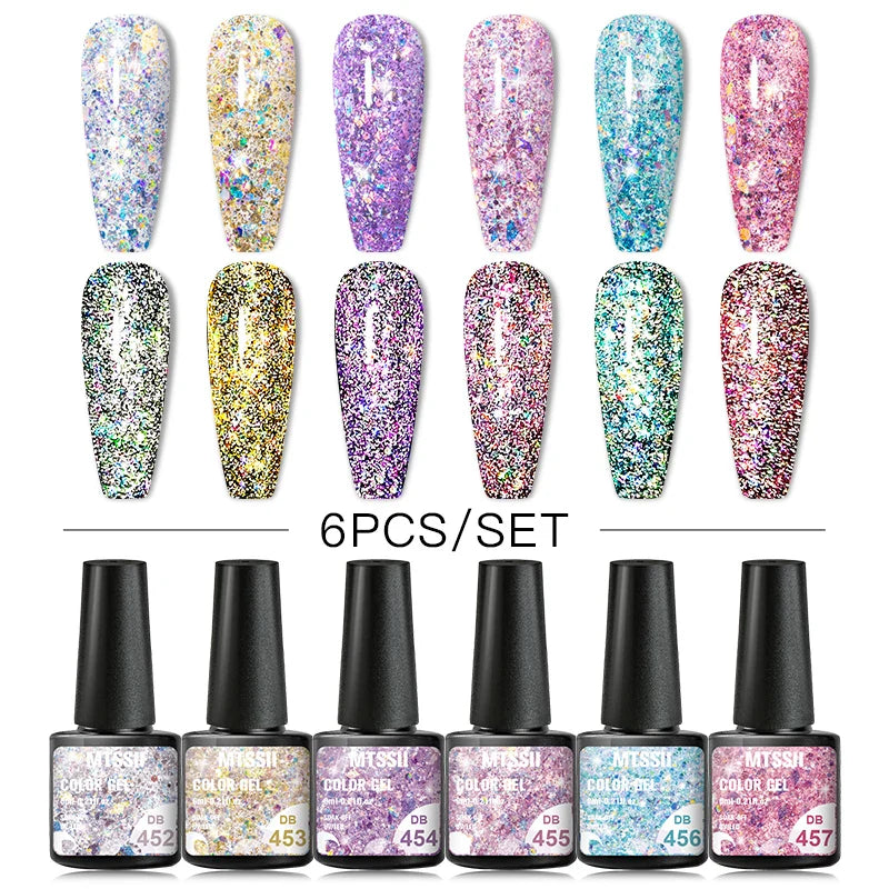 10PCS/Set Gel Nail Polish Set 125 Colors Glitter Semi Permanent Hybrid Gel Varnishes Base Top Coat Soak Off UV LED Nail Art Gel