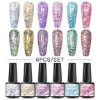 10PCS/Set Gel Nail Polish Set 125 Colors Glitter Semi Permanent Hybrid Gel Varnishes Base Top Coat Soak Off UV LED Nail Art Gel