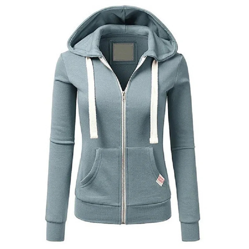 2024 Autumn/Winter New Women's Personalized Fashion Sports Hoodie Long Sleeve Drawstring Pocket Zipper Coat Woolen Sweater Top