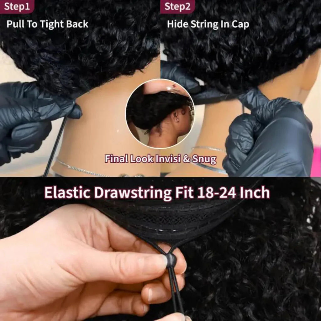 Half Wigs Human Hair Kinky Curly 3 In 1 Human Hair Wig Seamless Flip Over Half Wig Beginner Friendly Curly Wigs for Women