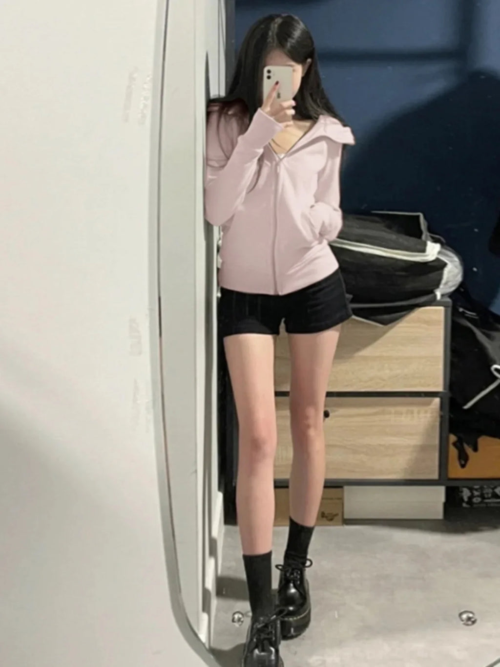 ay Fce Lined Hoodie Women's Sportswear Slim Fit Autumn Winter Casual Versatile Outerwear Korean Sle Commute Design