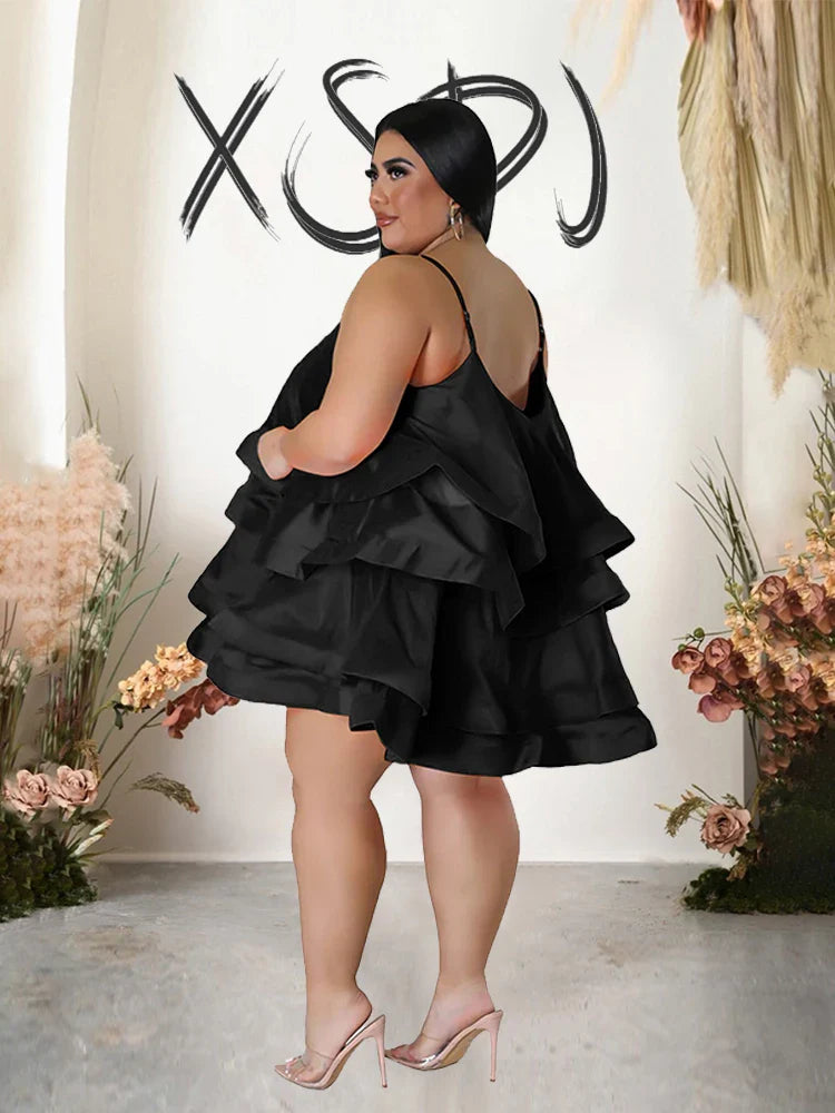 Elegant Chic Large Women Dresses Satin Summer Sexy Party Dress Strap Sleeveless Loose Plus Size Dresses Wholesale Dropshipping