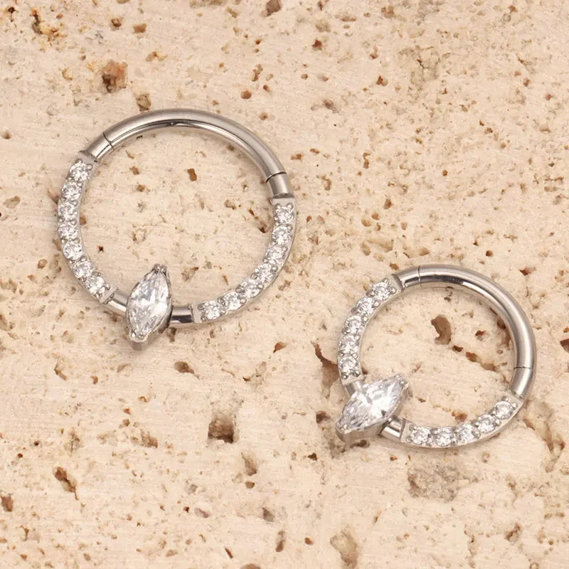 ASTM F136 Titanium Nose Rings Septum Piercing 16G Marquise Earring Helix Daith Piercing Punk Implant Grade Titanium Body Jewelry