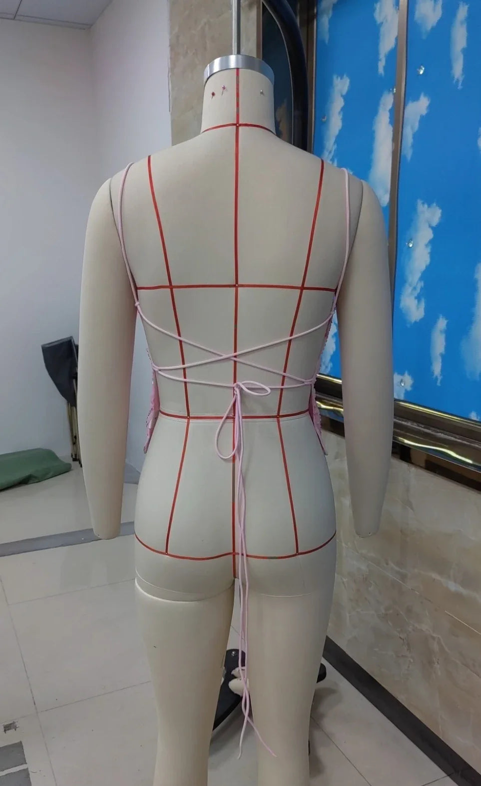 Combhasaki Women Summer Sleeveless Beading Camis Top V-neck Tie-up Cross Backless Pearl Glitter Sequin Flower Embroideried Vest