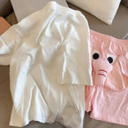 Cartoon 3D Ears Elephant Trunk Pajamas Nose Loose Short Sleeve Sleepwear Funny Couple Pajamas Suit Gifts