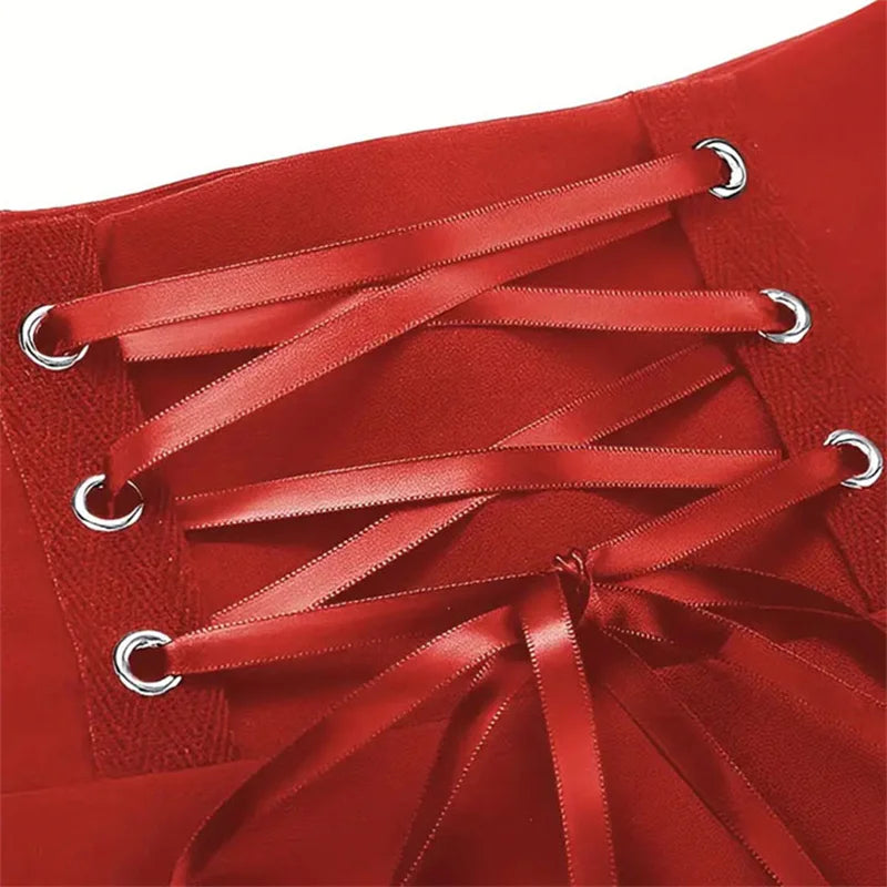 Halloween Mall Goth Skirt Women Harajuku Y2k E-girl High Waist Bandage Black Mini Skirt Dark Gothic Punk Club Wear Streetwear