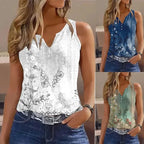 2024 New Casual Small Vest T-shirt Suspenders Woman Clothes Fashion V-neck Painted Grace Top Ladies Tank Top Camisole for Summer
