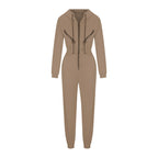 Autumn Women's Monochrome Long-Sleeved Jumpsuit Solid Color Zip-up Sportswear Female Winter Casual Tracksuit Fashionable Hoodies