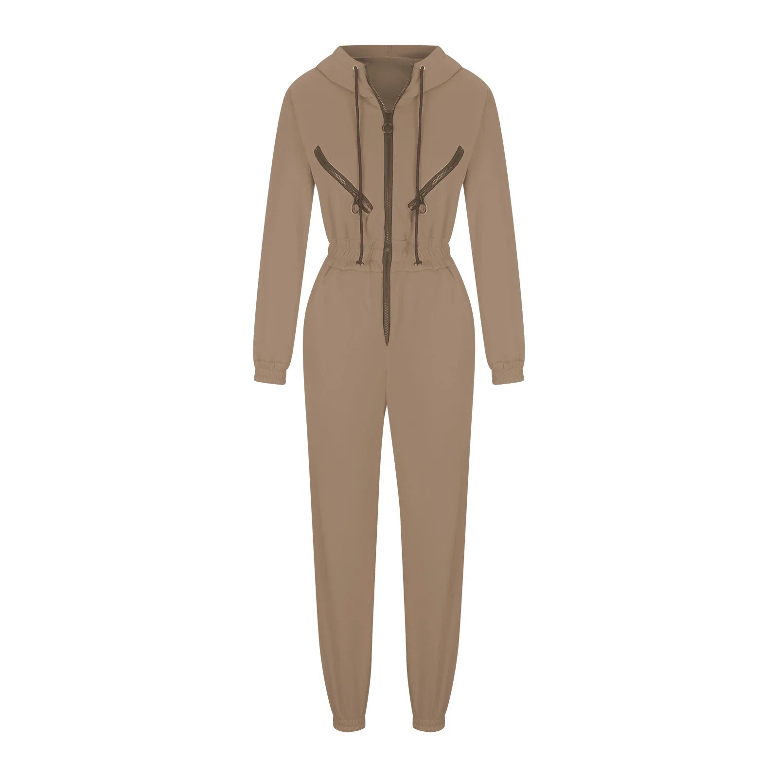 Autumn Women's Monochrome Long-Sleeved Jumpsuit Solid Color Zip-up Sportswear Female Winter Casual Tracksuit Fashionable Hoodies